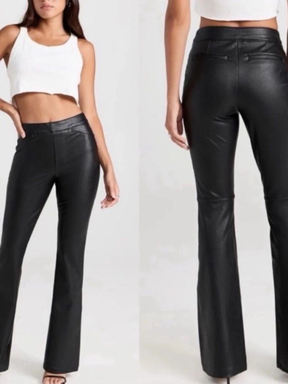 SPANX Black Faux-Leather Flare Pants